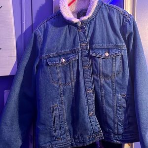 Jeans jacket fluff lined jacket